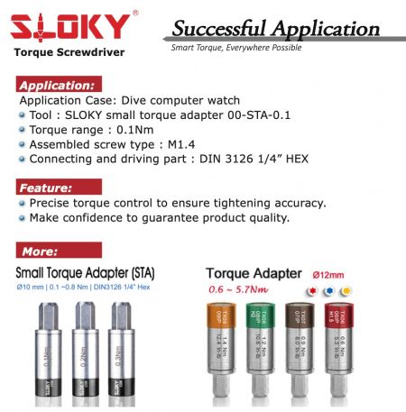 Sloky torque screwdriver for diving wathes